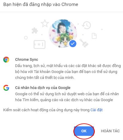 Xác nhận đăng nhập trên Chrome