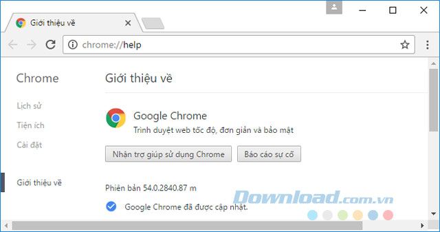 Phiên bản mới nhất của Chrome