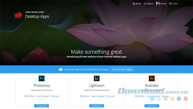 Cài đặt các ứng dụng Adobe Creative Cloud Desktop