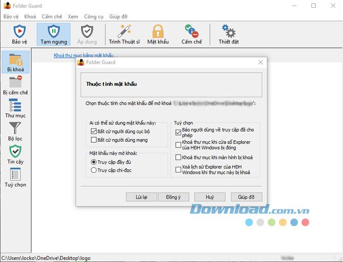 Sử Dụng Folder Guard