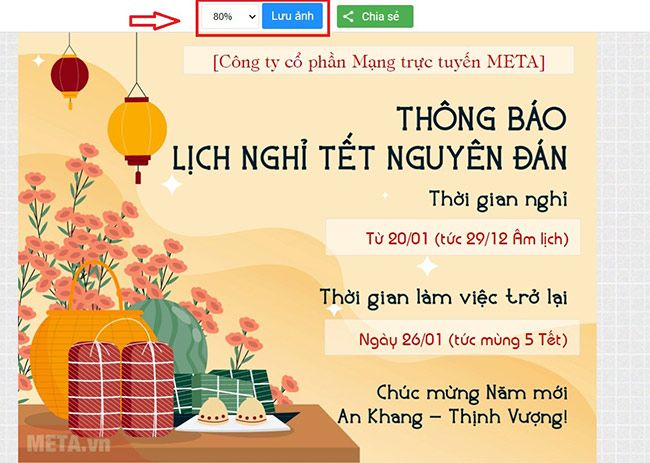 Lưu Banner thông báo nghỉ Tết Nguyên Đán trực tuyến