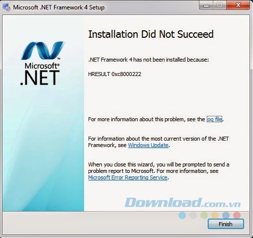 Lỗi khi cài đặt .Net Framework 4
