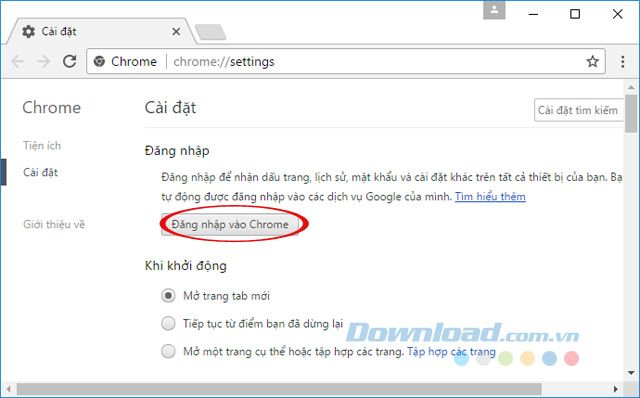 Đăng nhập vào Chrome