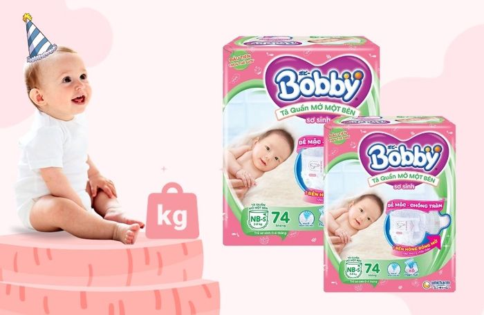 Tã quần mở một bên Bobby kích cỡ NB-s 74 miếng (3 - 8 kg)