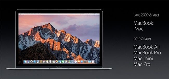 Các thiết bị có thể cài đặt MacOS Sierra