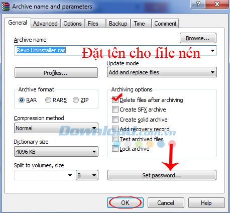 Cách xoá file vừa nén bằng WinRAR