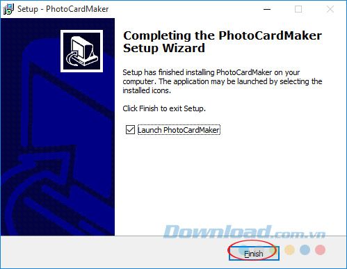 Hoàn tất cài đặt Photo Card Maker