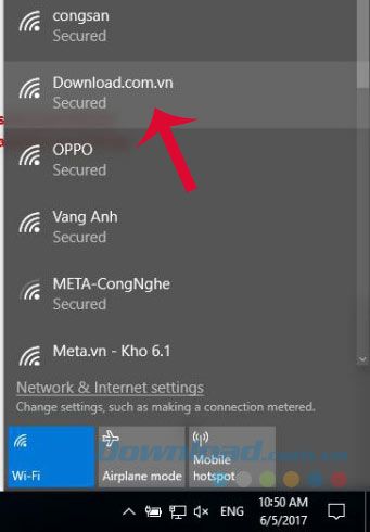 Kết nối vào wifi đã phát