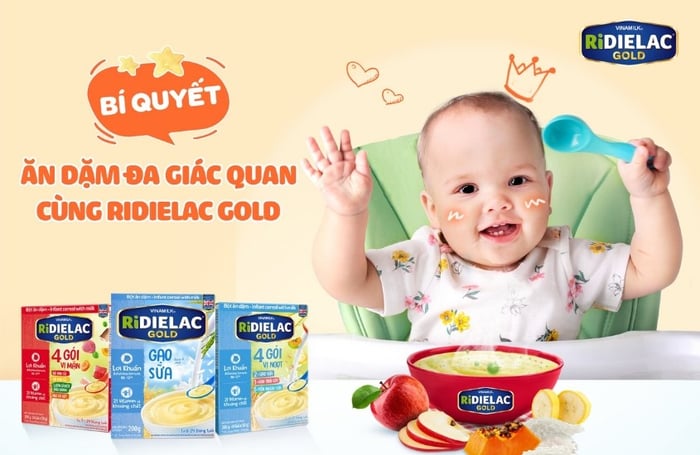 Bột ăn dặm Vinamilk RiDielac Gold với 3 vị ngọt, đóng hộp 200g (6 - 24 tháng)