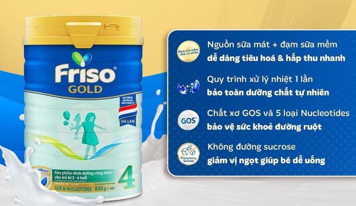 Sữa bột Friso Gold số 4 hương vani 850g (2 - 6 tuổi)