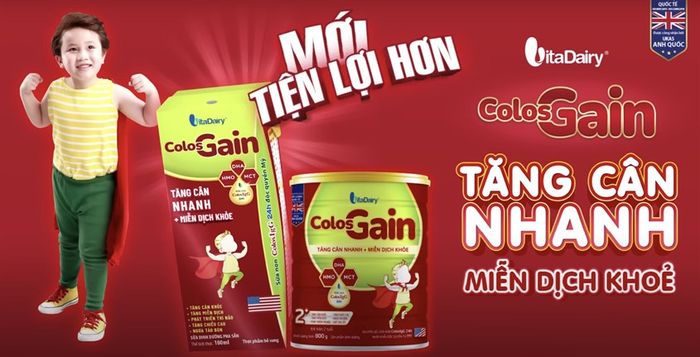 Lốc 4 hộp sữa pha sẵn Colos Gain vị vani 180 ml (dành cho trẻ từ 1 tuổi)