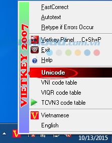 Chọn kiểu gõ Unicode
