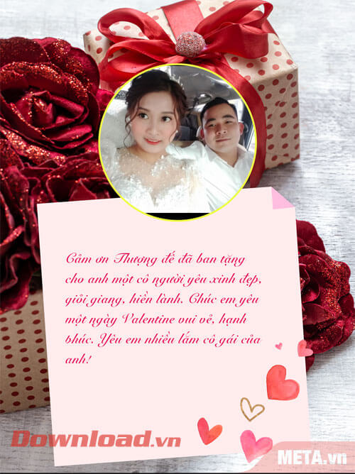 Thiệp Valentine với ảnh đi kèm