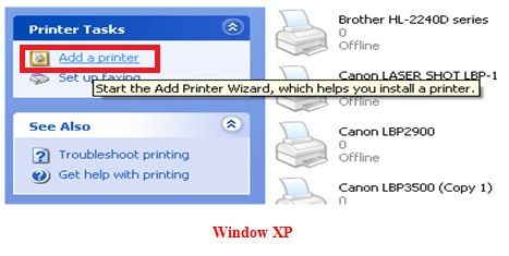 Thêm máy in trên Windows XP