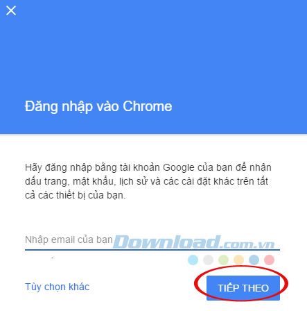 Màn hình đăng nhập của Chrome