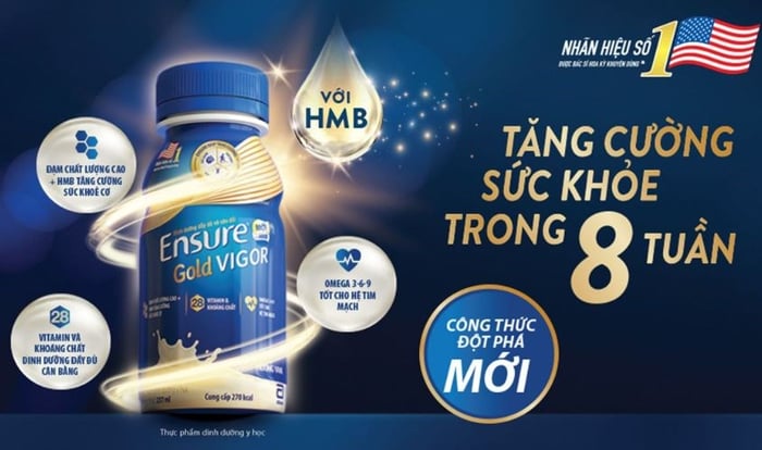 Lốc 6 chai sữa bột pha sẵn Ensure Gold Vigor hương vani 237 ml