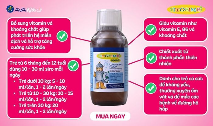 Siro Fitobimbi Immuno bổ sung vitamin 200 ml (từ 6 tháng - 12 tuổi)