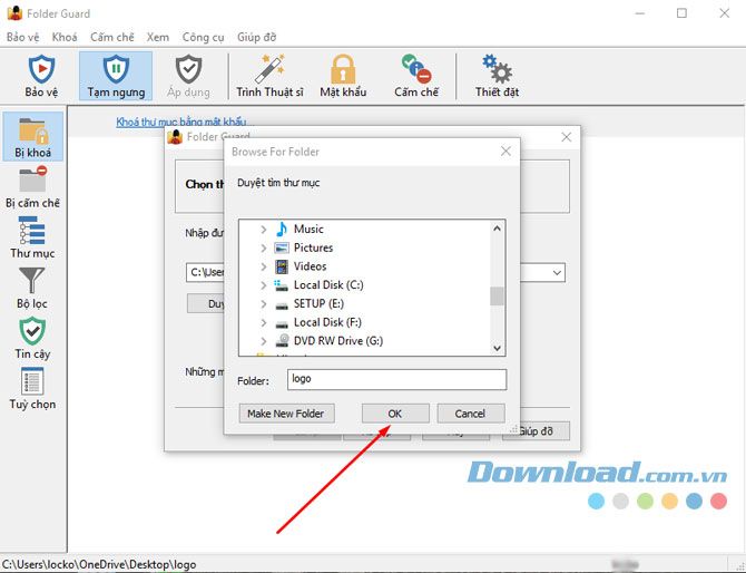 Sử Dụng Folder Guard