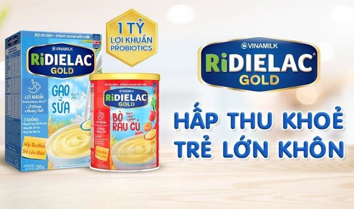 Bột ăn dặm Vinamilk RiDielac Gold gạo, sữa hộp 200g (6 - 24 tháng)