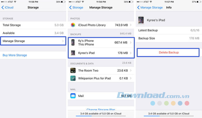 Xóa các bản sao lưu trên iCloud