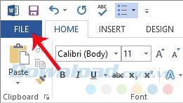 Chọn mục File trên Word 2013