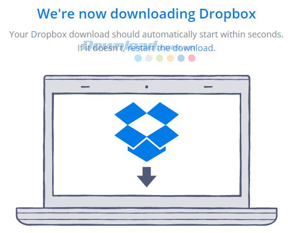 Chờ một chút để Dropbox tải về