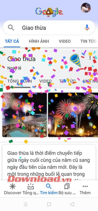 Hiệu ứng pháo hoa trên Google