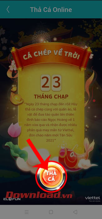 Nhấn vào nút Thả cá