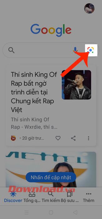 Nhấn vào biểu tượng Google Lens