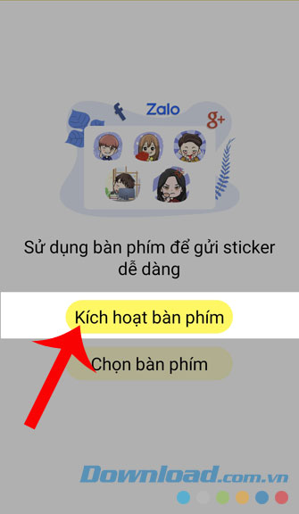 Nhấn vào Kích hoạt bàn phím