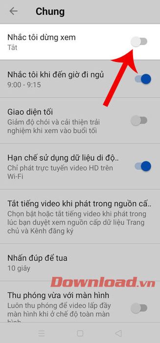 Chạm vào nút Nhắc tôi dừng xem