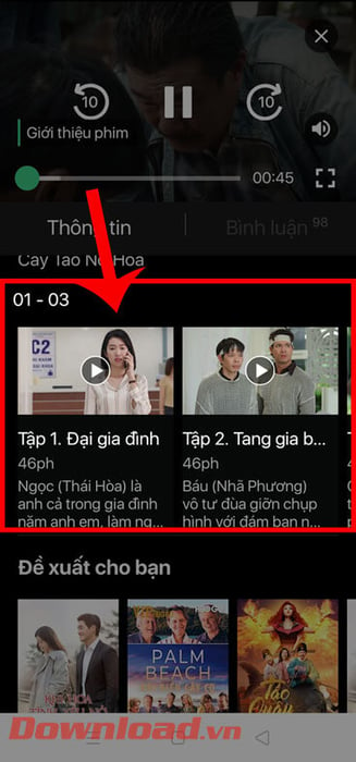 Nhấn vào tập phim 