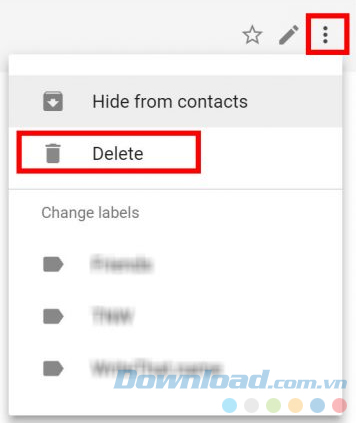 Xóa danh bạ trong Gmail