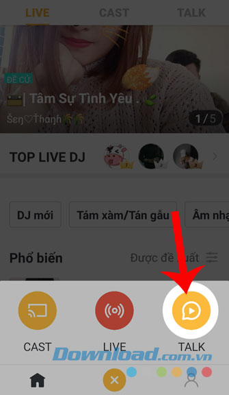 Click vào mục Talk