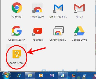 Bấm vào biểu tượng Google Keep