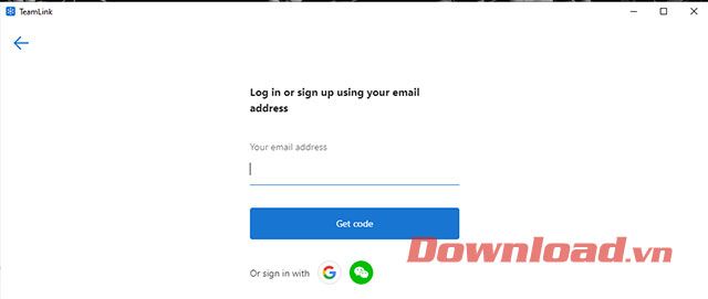 Nhập địa chỉ email của bạn vào TeamLink