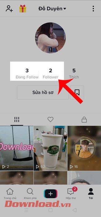 Chọn Đang Follow hoặc Follower