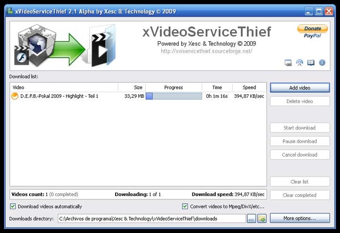 Giao diện của xVideoServiceThief