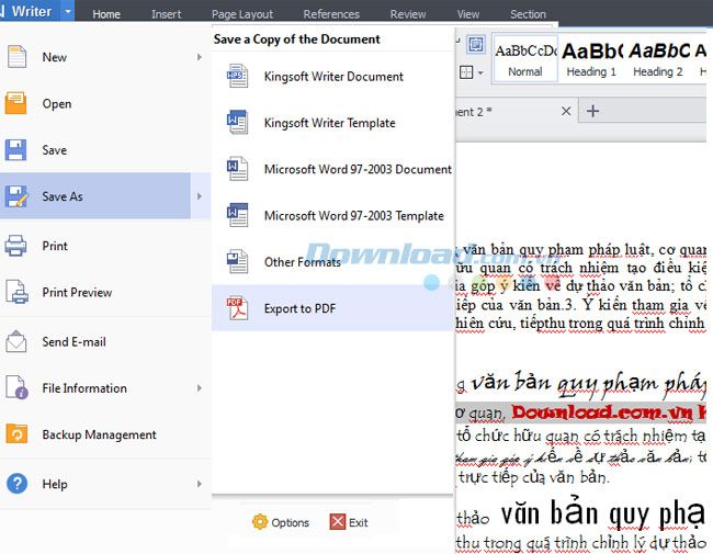 Lưu và xuất file Word dưới dạng PDF