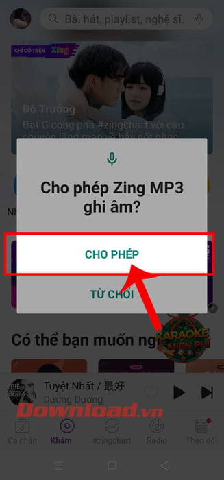 Nhấn vào nút Cho phép