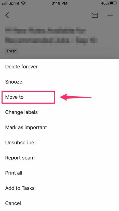 Di chuyển email ra khỏi thùng rác