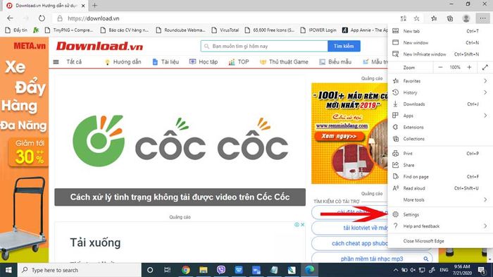 Cài đặt trên Trình duyệt Microsoft Edge