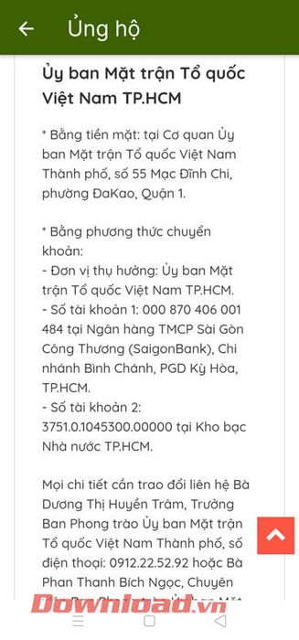 Thông tin liên hệ để hỗ trợ thực phẩm