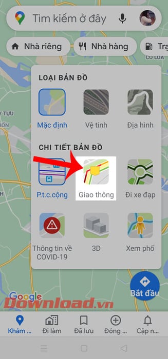 Chọn kiểu bản đồ Giao thông