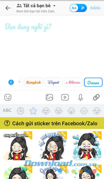 Bàn phím sticker trên Zalo