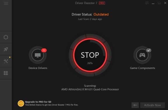 Driver Booster 7 quét nhanh tất cả các driver trên máy tính