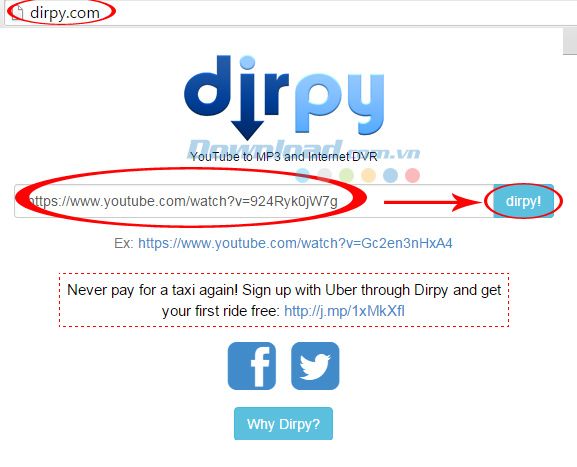 Dirpy cũng là một trang web giúp chuyển đổi từ YouTube sang định dạng MP3