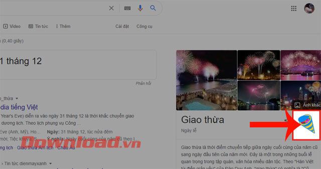 Click vào biểu tượng pháo bông