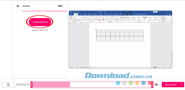 Thêm phụ đề cho video trên VEED