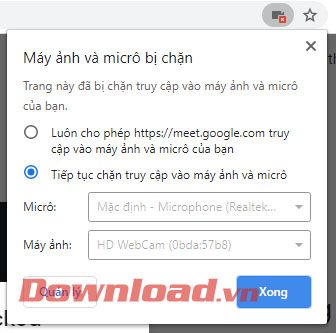 Cho phép truy cập microphone